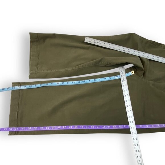 Eddie Bauer Wide Leg Crop Jeans Womens Sz 12 Army Green Slightly Curvy High Rise - Picture 8 of 13